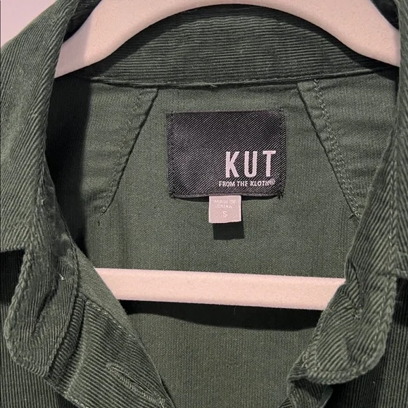KUT from the Kloth Corduroy Utility Shirt Jacket Forest Green Shacket Small - Picture 3 of 6